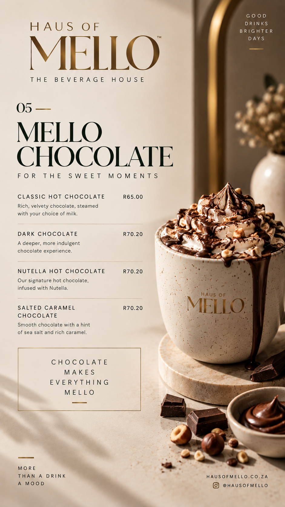 Approved HAUS OF MELLO Chocolate menu artwork