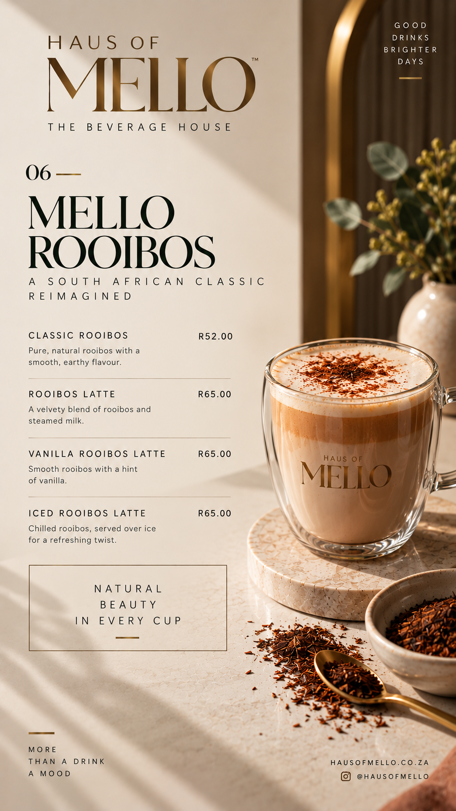 Approved HAUS OF MELLO Rooibos menu artwork