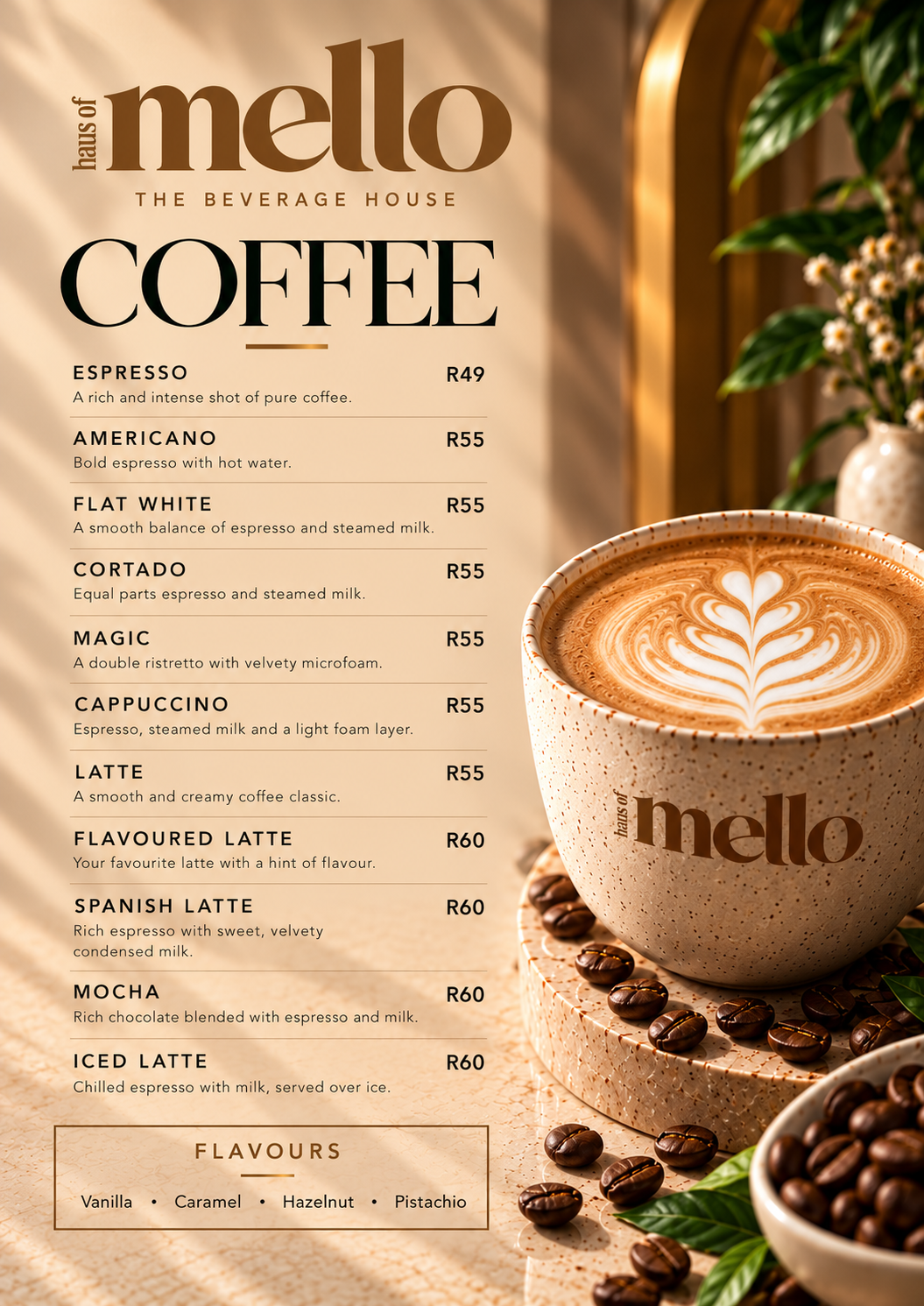 Approved HAUS OF MELLO Coffee menu artwork