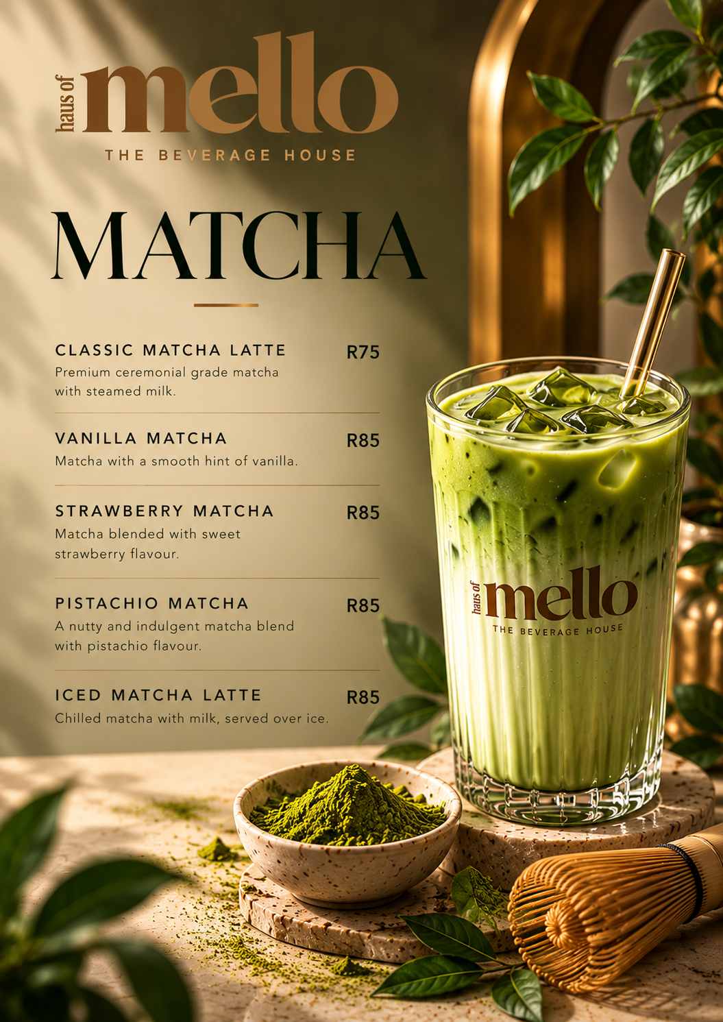 Approved HAUS OF MELLO Matcha menu artwork