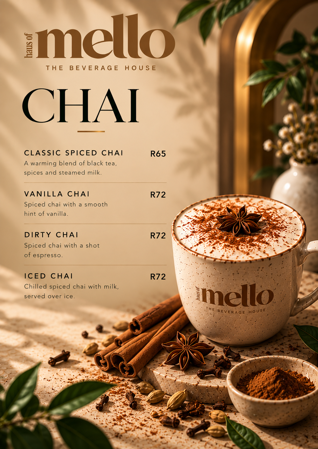 Approved HAUS OF MELLO Chai menu artwork